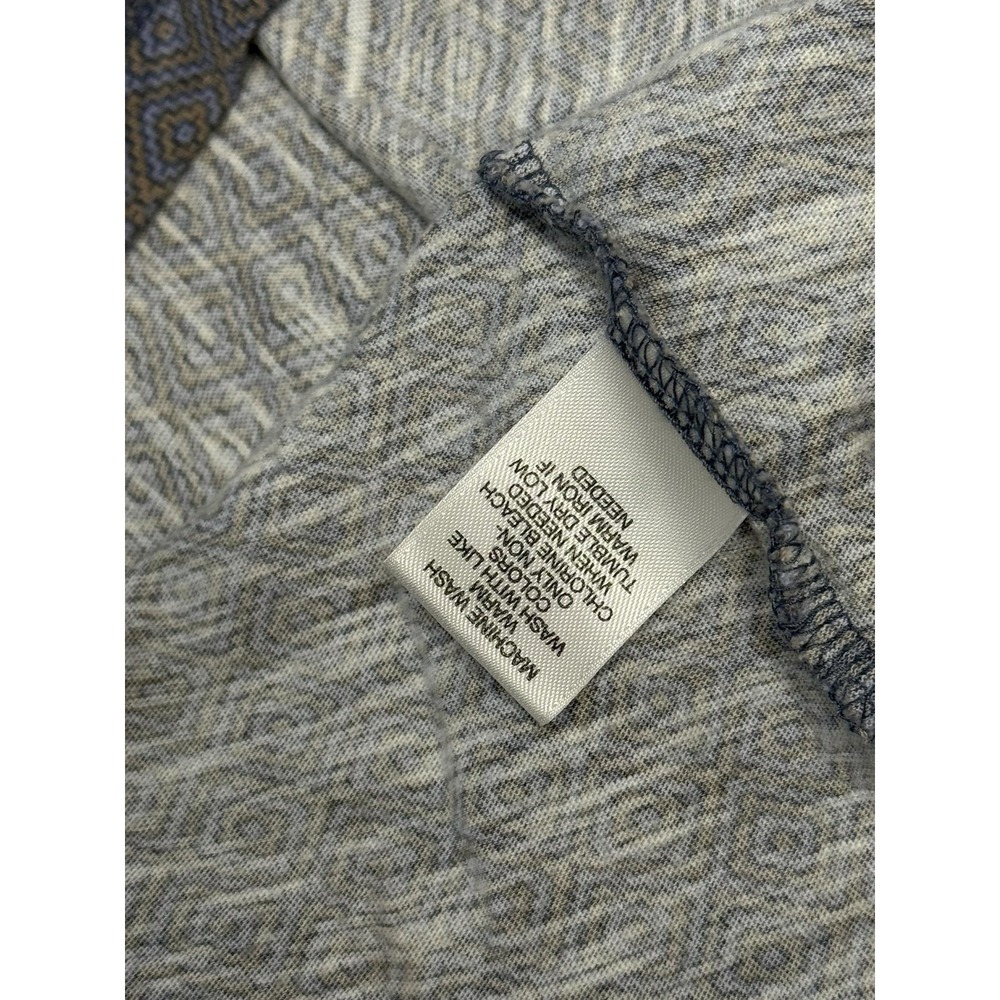ROWM Polo Shirt Mens Large Gray Diamond Pattern Cotton Knit Short Sleeve - Picture 12 of 13